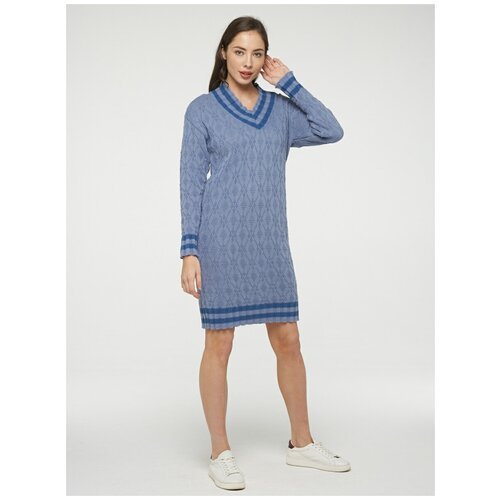 Платье-свитер BE YOU, деним, повседневное, прилегающее, макси, размер 46, голубой