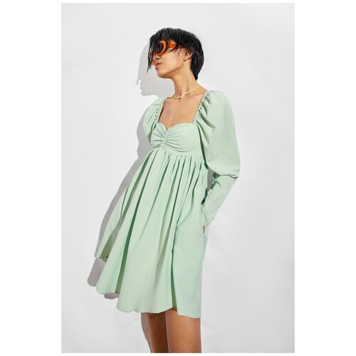 Платье-мини TOPTOP STUDIO пышное со сборками, Зеленый, размер M