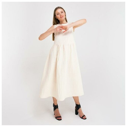 Платье летнее женское MINAKU: Cotton collection, цвет молочный, размер 48