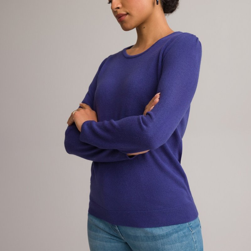 Пуловер LaRedoute Пуловер С круглым вырезом из тонкого трикотажа 50/52 (FR) - 56/58 (RUS) синий