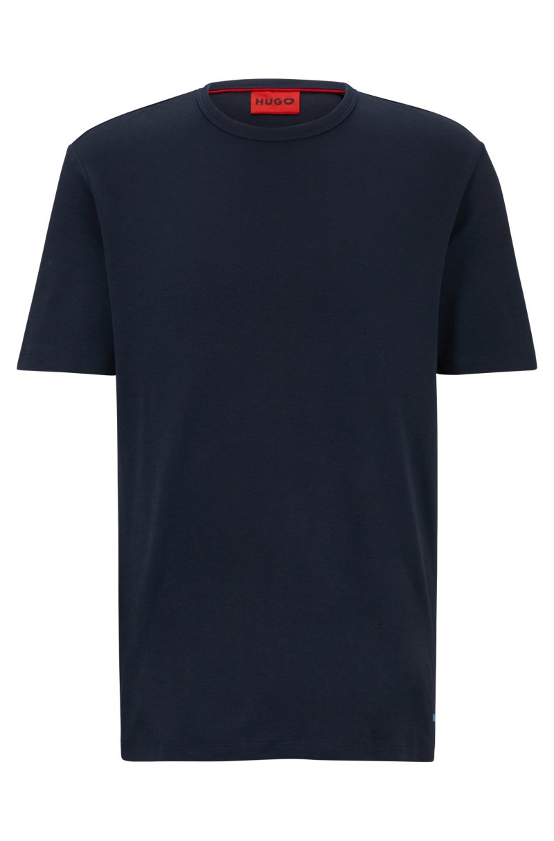 Футболка Hugo Pima-cotton Regular-fit With Contrast Logo, тёмно-синий