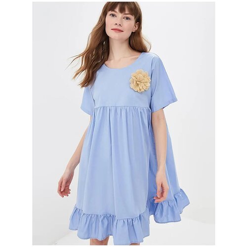 Платье Baon, хлопок, повседневное, свободный силуэт, мини, размер M, голубой
