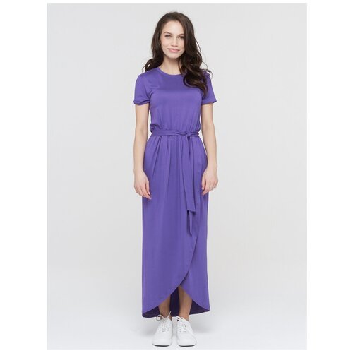 Платье с запахом VAY, вискоза, повседневное, прилегающее, макси, размер 44, фиолетовый