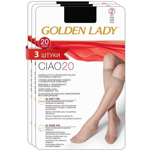 Гольфы женские GOLDEN LADY Ciao 20 синтетические (упаковка 2 пары), набор 3 упаковки, размер 0, цвет Melon