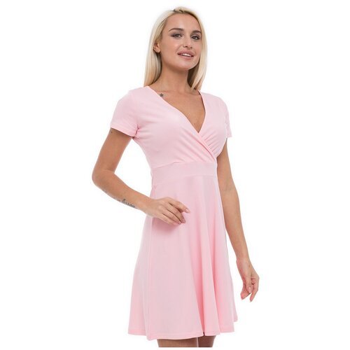 Платье с запахом Lunarable, хлопок, повседневное, полуприлегающее, мини, размер 42 (XS), розовый