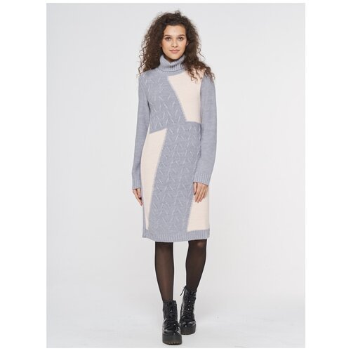 Платье-свитер VAY, повседневное, прилегающее, макси, вязаное, размер 42, серый