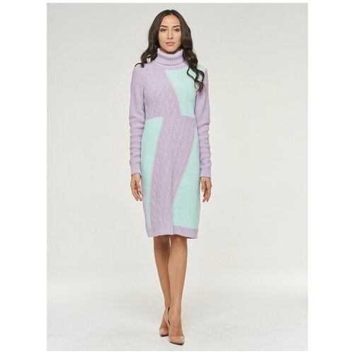 Платье-свитер VAY, повседневное, прилегающее, макси, вязаное, размер 42, зеленый, фиолетовый