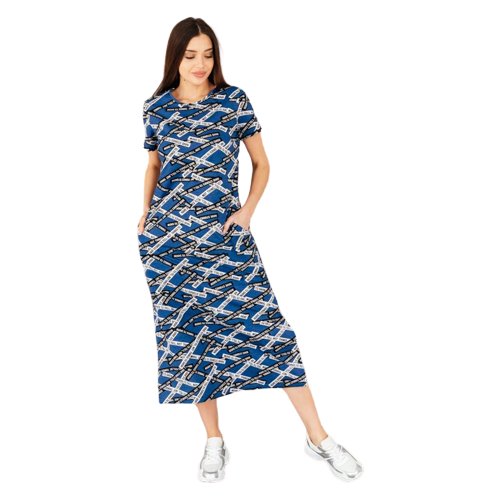 Платье BOMBACHO, хлопок, повседневное, свободный силуэт, миди, размер 44, синий