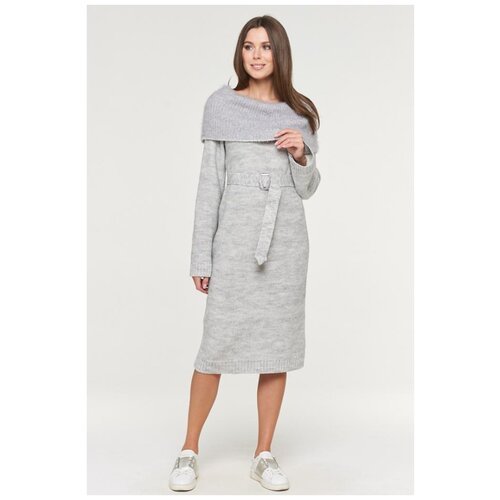 Платье-свитер VAY, повседневное, прилегающее, макси, размер 54, серый