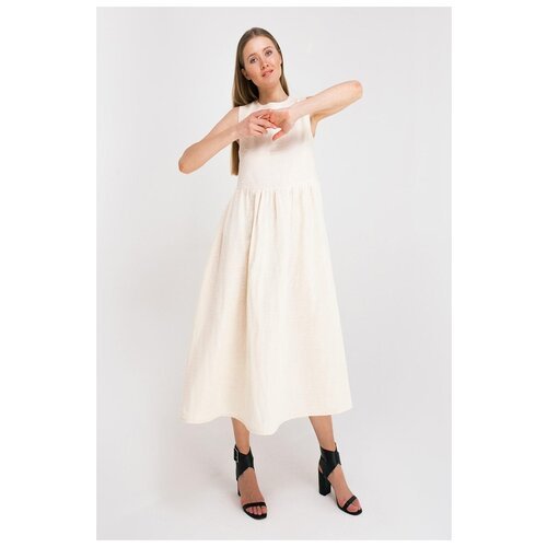 MINAKU Платье женское MINAKU: Cotton collection, цвет молочный, р-р 48