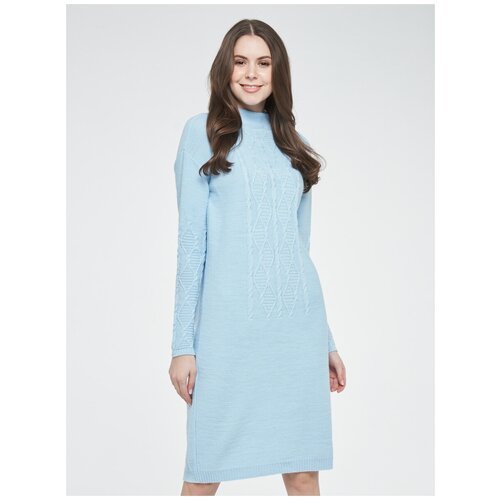 Платье-свитер VAY, повседневное, прилегающее, макси, вязаное, размер 46, голубой