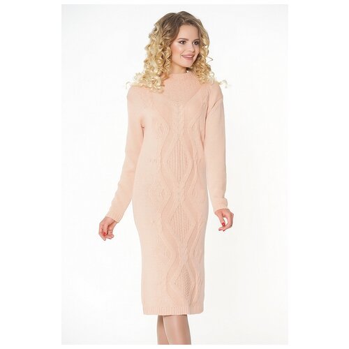 Платье-свитер VAY, повседневное, прилегающее, макси, вязаное, размер 50, розовый