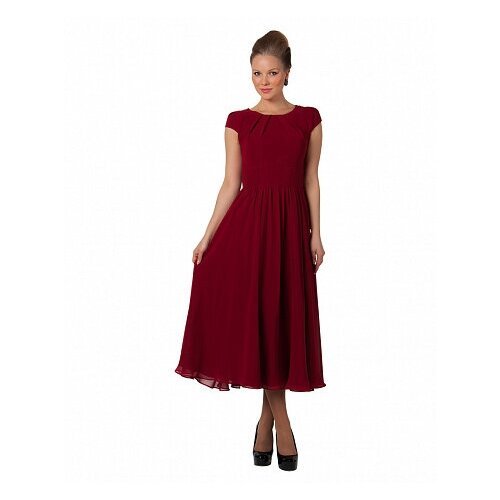 Платье вечернее, полуприлегающее, миди, размер 48, бордовый
