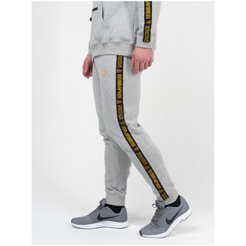 Спортивные штаны Великороссцвета серый меланж с лампасами, с манжетами (XS/44)
