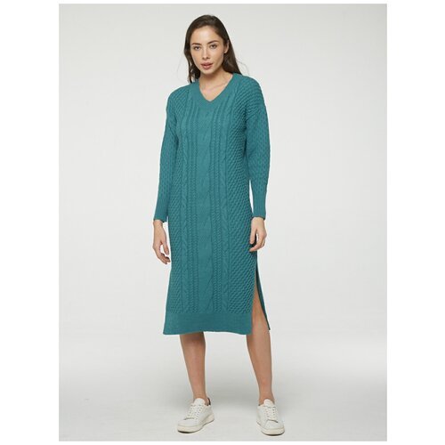 Платье-свитер VAY, повседневное, полуприлегающее, макси, размер 46, синий, зеленый