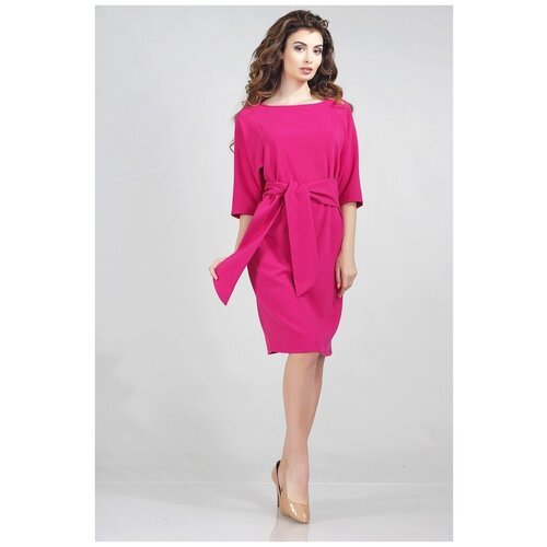 Платье в деловом стиле с поясом Dress-top (7637, розовый, размер: 46)