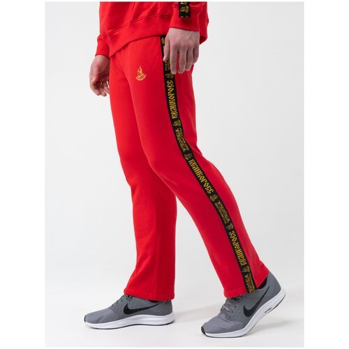 Спортивные штаны Великоросс красного цвета с лампасами, без манжета (XS/44)