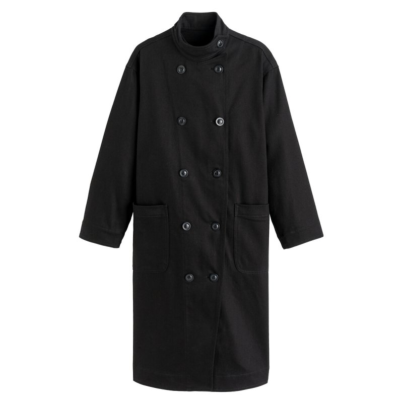 Пальто средней длины с воротником-стойкой двубортное 36 (FR) - 42 (RUS) черный
