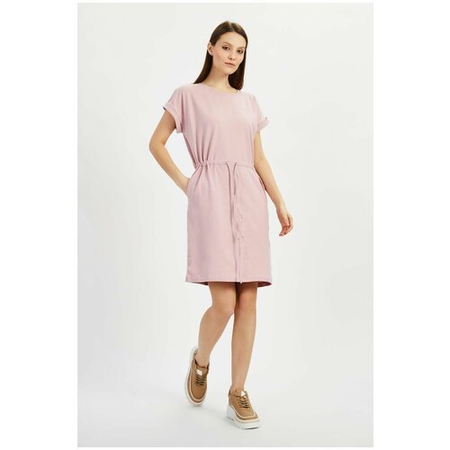 Платье Baon, хлопок, прямой силуэт, карманы, размер 50, розовый