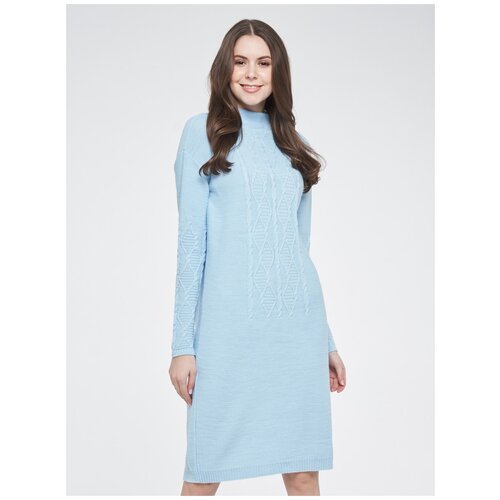 Платье-свитер VAY, повседневное, прилегающее, макси, вязаное, размер 48, голубой