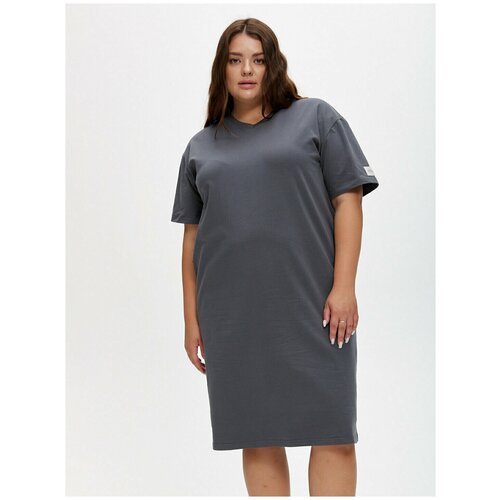 Платье-футболка с V-образным вырезом, графит (XL)