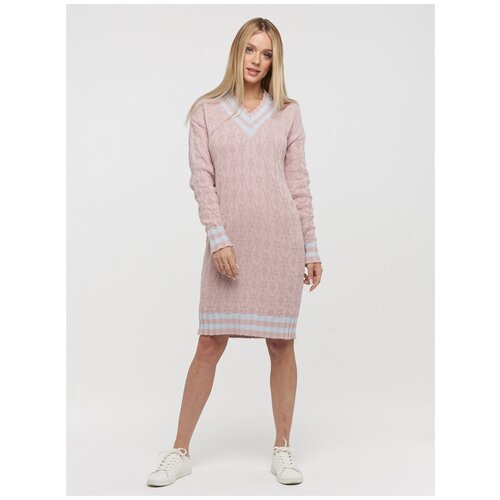 Платье-свитер BE YOU, деним, повседневное, прилегающее, макси, размер 44, розовый