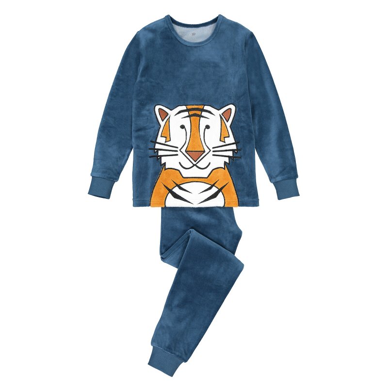Пижама из велюра с рисунком тигр 3-12 лет 5 лет - 108 см синий