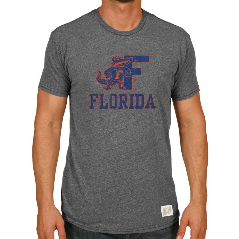 Мужская футболка Florida Gators в стиле ретро, ​​серая, трехцветная, Хизер