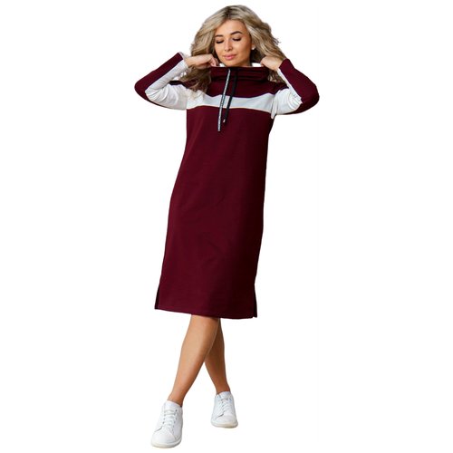 Платье-футболка NSD-STYLE, вискоза, повседневное, свободный силуэт, миди, размер 54, фиолетовый