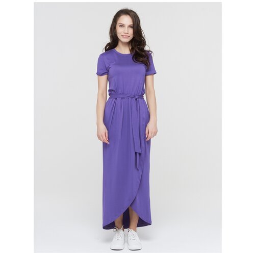 Платье с запахом VAY, вискоза, повседневное, прилегающее, макси, размер 52, фиолетовый