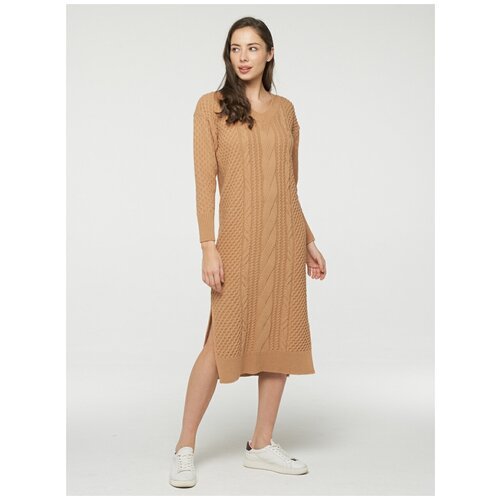 Платье-свитер VAY, повседневное, полуприлегающее, макси, размер 52, коричневый