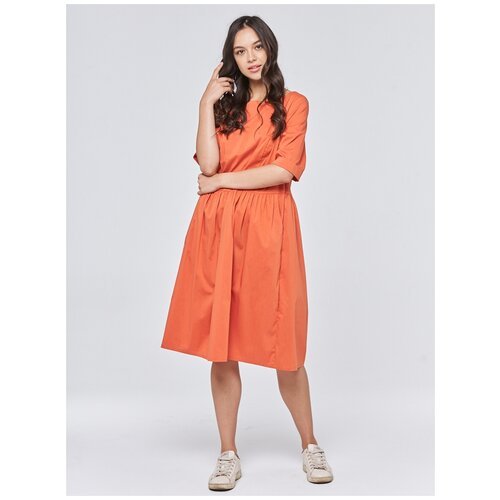 Платье ампир VAY, повседневное, полуприлегающее, макси, размер 52, оранжевый