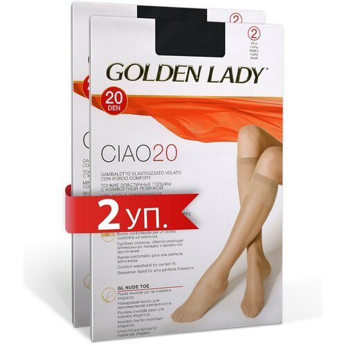 Гольфы женские GOLDEN LADY Ciao 20 синтетические (упаковка 2 пары), набор 2 упаковки, размер 0, цвет Nero