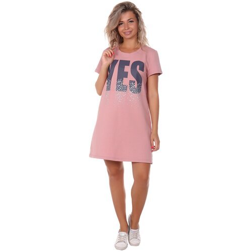 Платье NSD-STYLE, повседневное, трапециевидный силуэт, мини, размер 52, розовый