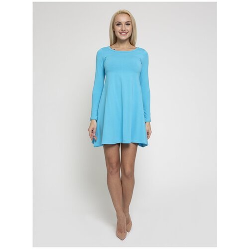 Платье Lunarable, хлопок, повседневное, полуприлегающее, мини, карманы, размер 44 (S), голубой