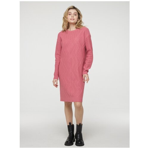 Платье-свитер VAY, полуприлегающее, макси, вязаное, размер 44, розовый