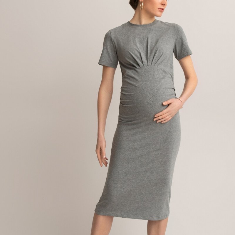 Платье LaRedoute Платье Для периода беременности прямое короткие рукава XL серый