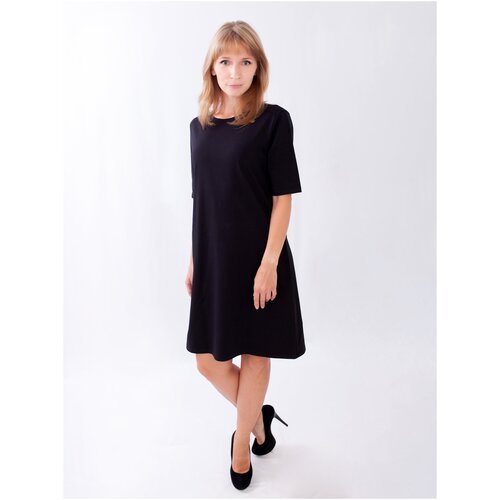 Платье-футболка TREND, хлопок, повседневное, свободный силуэт, мини, размер 170-108(54), черный