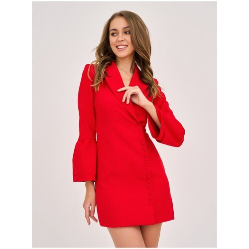 Платье-пиджак BrandStoff, вечернее, прилегающее, мини, размер 44, красный
