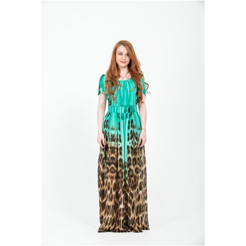 Женское шифоновое платье в пол леопард 1007