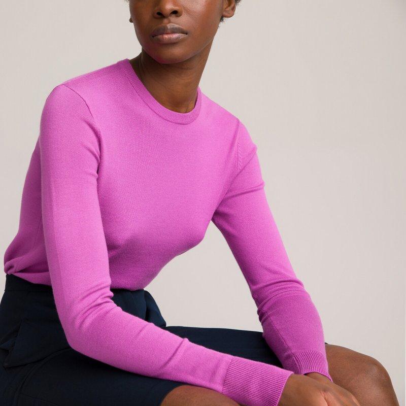 Пуловер С круглым вырезом базовая модель XL фиолетовый