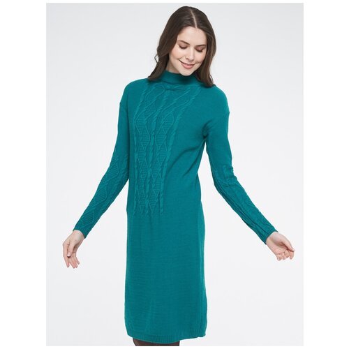 Платье-свитер VAY, повседневное, прилегающее, макси, вязаное, размер 42, зеленый