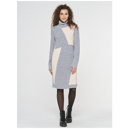Платье-свитер VAY, повседневное, прилегающее, макси, вязаное, размер 44, серебряный, серый