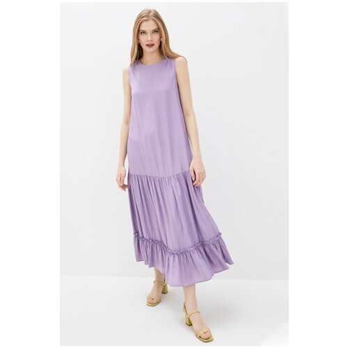 Платье Baon, вискоза, повседневное, свободный силуэт, макси, размер 44, фиолетовый