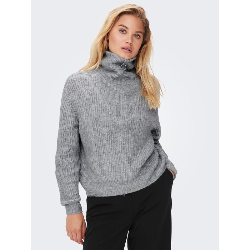Пуловер LaRedoute Пуловер С воротником-стойкой на молнии XS серый