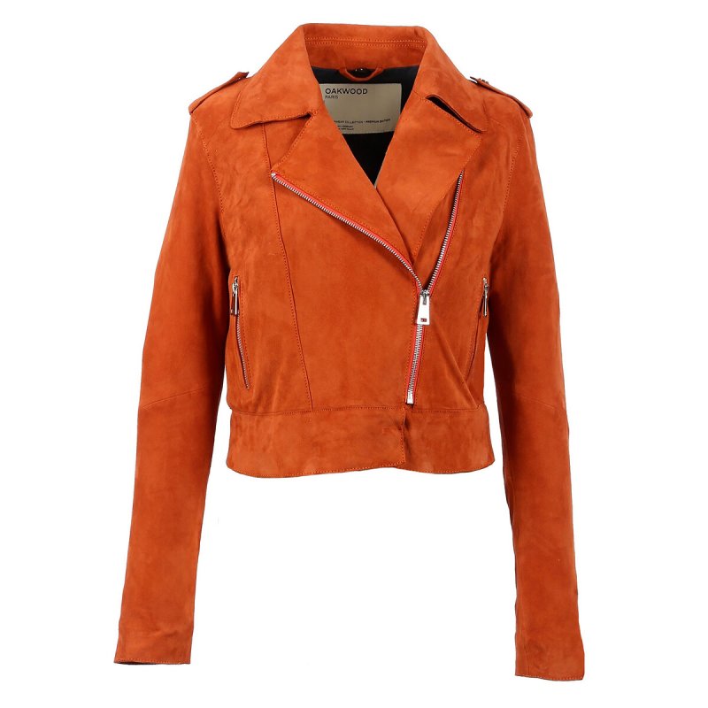 Куртка LaRedoute Куртка Короткая на молнии из козьей кожи ZULINA XS оранжевый
