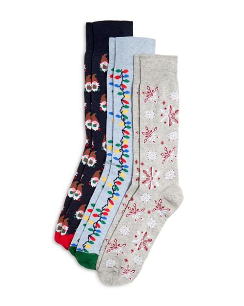 Праздничные носки из хлопковой смеси, 3 шт. The Men's Store at Bloomingdale's, цвет Multi