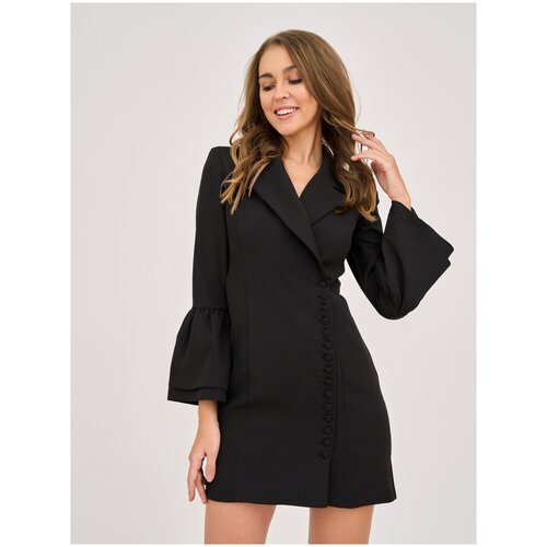 Платье-пиджак BrandStoff, вечернее, прилегающее, мини, размер 46, черный