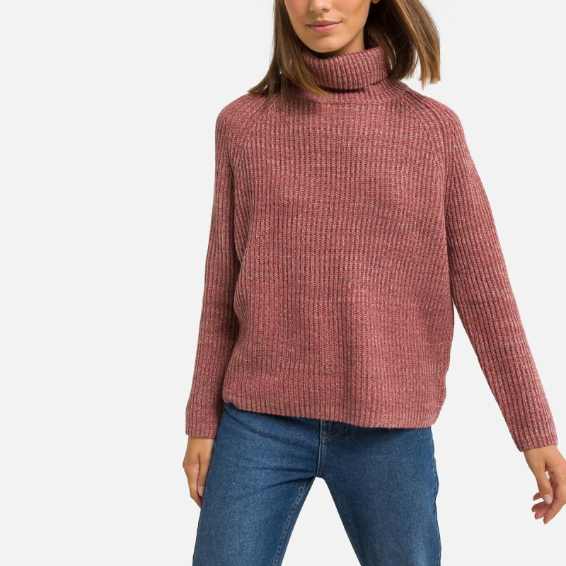 Пуловер LaRedoute Пуловер С отворачивающимся воротником M розовый